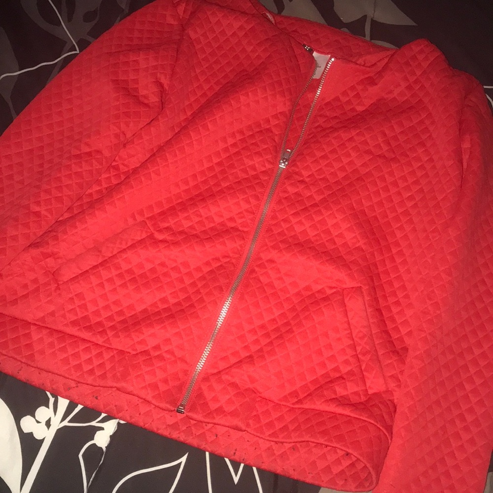 Red zip up light jacket